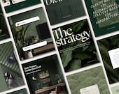 Dark Green Instagram Templates | Canva Editable Posts | Minimal Aesthetic Feed Kit | Social Media Templates Bundle