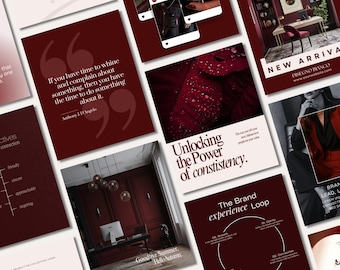 Burgundy Instagram Templates | 500+ Canva Posts, Stories & Reels | Minimal | Elegant Modern Branding Design Kit