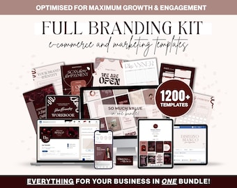 1200+ brandingpakketsjablonen in rijk bordeauxrood | Canva-sjablonen voor bedrijven en videomakers | Brandingbundel voor sociale media | DIY-brandingkit