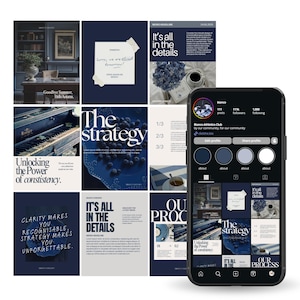 Deep Blue Instagram Templates Canva | Blueberry Branding Kit for Small Business | Social Media Content Pack