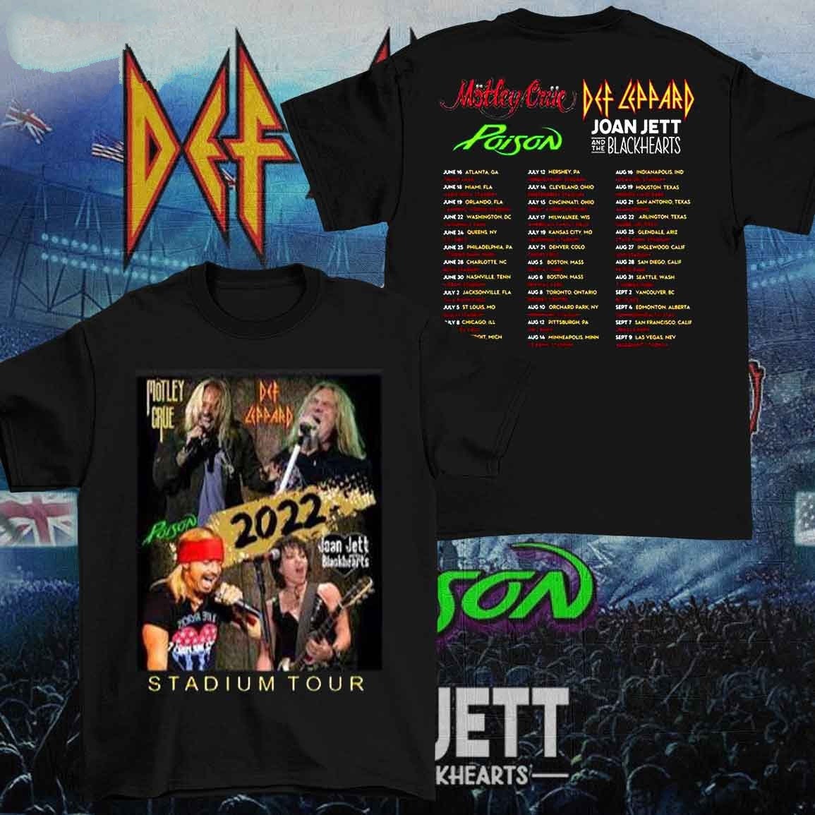 Motley Crue The Stadium Tour 2022 Unisex TShirt, Def Leppard Motley Crue Poison Joan Jett & The
