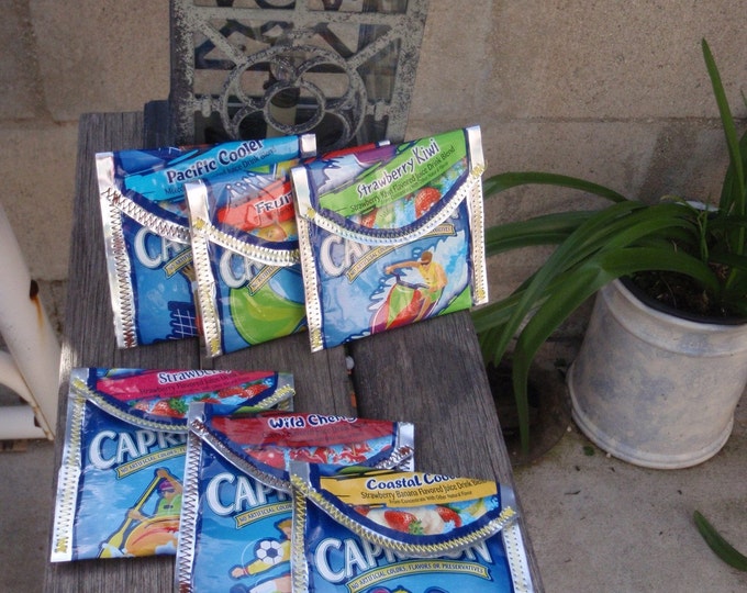 RecycledUpcycledRepurposed Juice Pouch WalletCoin Purses Great Gift Card Holders 2 Two