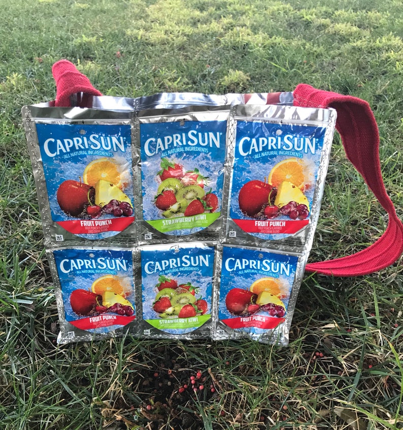 Recycled/Upcycled/Repurposed Juice Pouch Tote Bag Perfect For Etsy