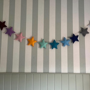 Multicoloured felt star garland - rainbow star bunting - nursery decor garland