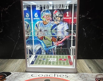 New Custom  Double Tier mini helmet, PSA / Raw Sports Card Display Case with LED Lights-