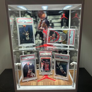 New Custom Double Tier PSA / Raw Sports Card Display Case with LED Lights bild 2