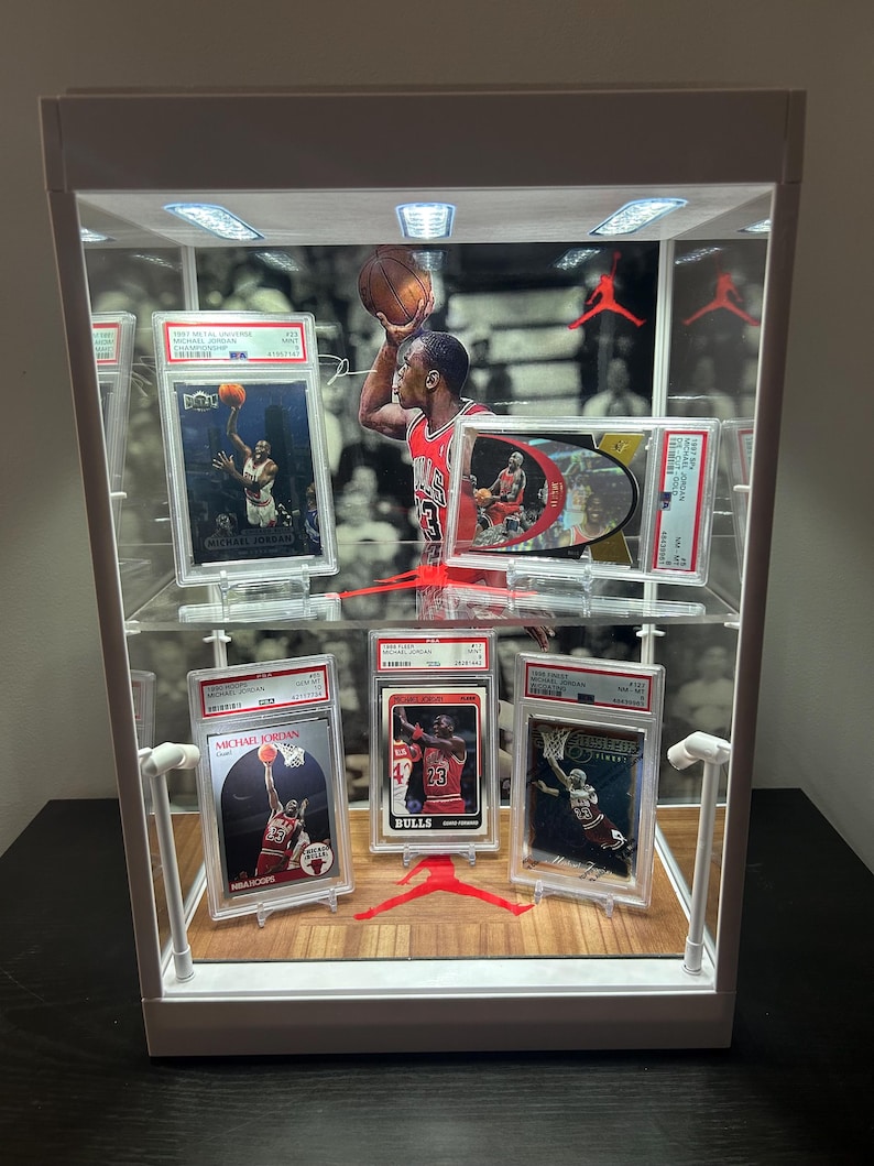 New Custom Double Tier PSA / Raw Sports Card Display Case with LED Lights bild 2
