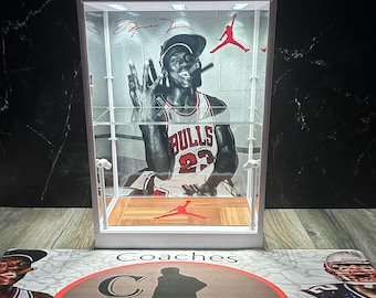 New Custom Double Tier PSA / Raw Sports Card Display Case with LED Lights