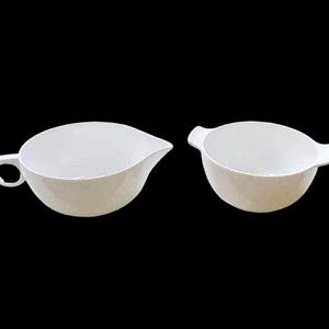 Cool retro White Melamine cream and sugar set.