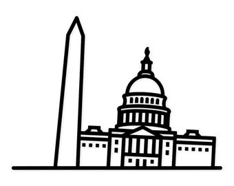 ワシントンのスカイライン SVG PNG: Cricut Silhouette 用のカット準備完了デジタルデザイン