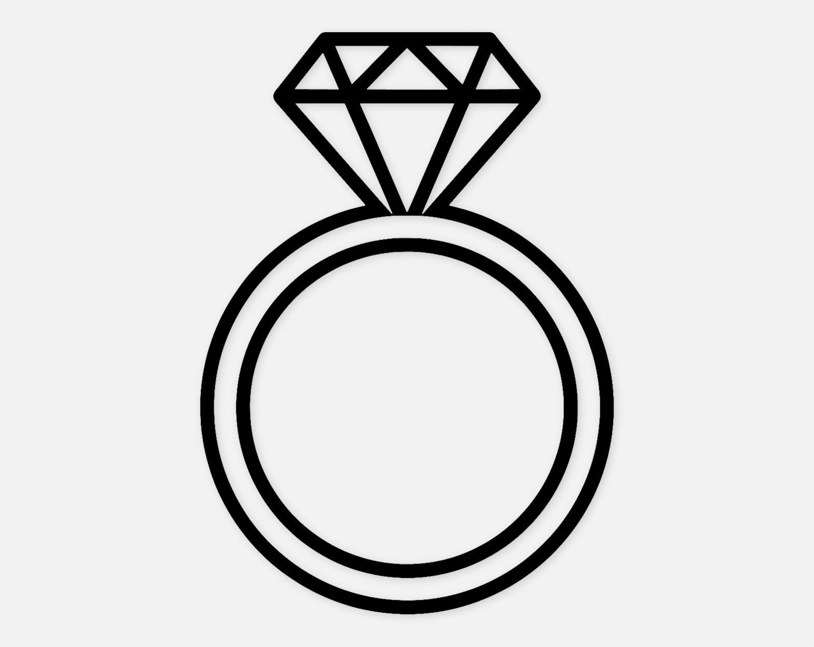 Diamond Ring Svg: Bold Outline Cut File for Weddings - Etsy