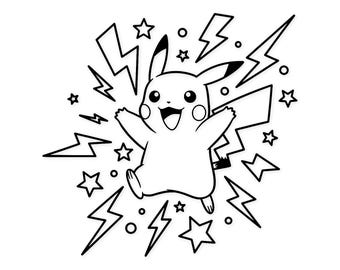 ポケモン風ピカチュウポスター - ゴッホ風星月夜の絵画 - デジタル