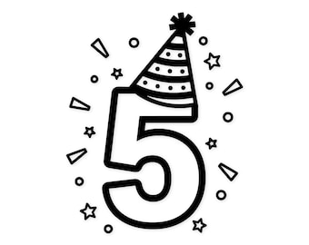 Party Number 5 Svg Png: Cut Ready Digital Design For Cricut Silhouette