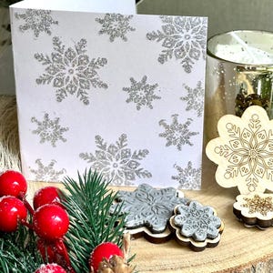 Snowflake Christmas Rubber Stamps for card crafting, journal crafting and gifting