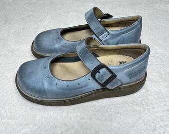 Rare Vintage Dr. Martens 8A57 Mary Janes Blue Distressed Leather Size 5