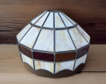 Vintage Tiffany Stained Glass Hanging Ceiling Light Fixture Lamp Shade Large