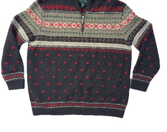 Pull vintage Polo Ralph Lauren en laine mélangée d'agneau tricoté à la main unisexe Taille XL
