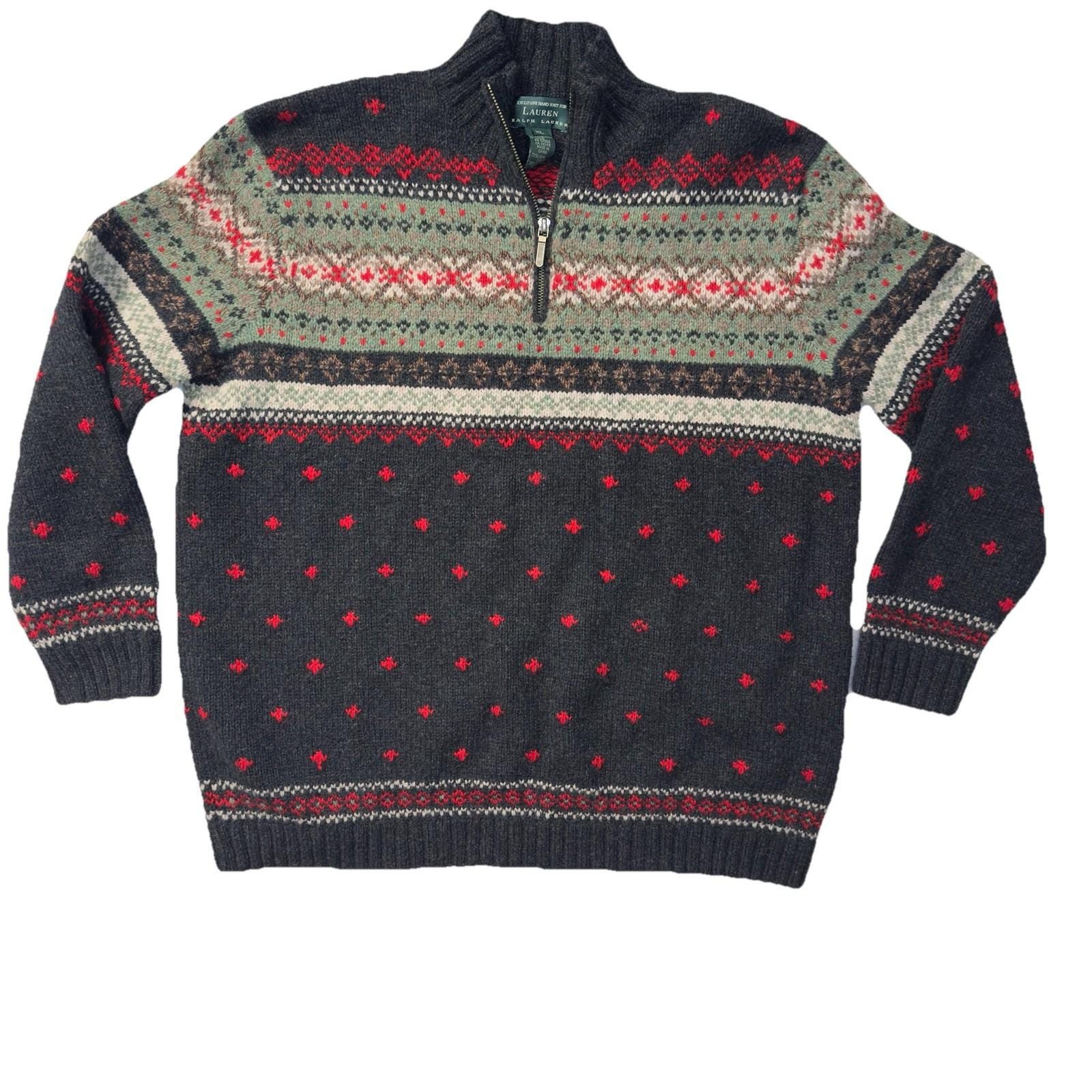 Vintage Polo Ralph Lauren Hand Knit Lambs Wool Blend Sweater 