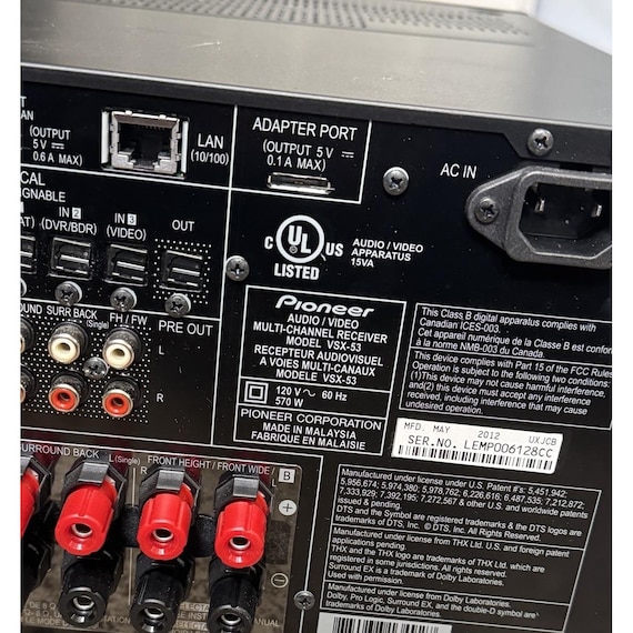 Pioneer Elite VSX 53 7.1 Channel 110-watt Stereo AM/FM Receiver - Etsy