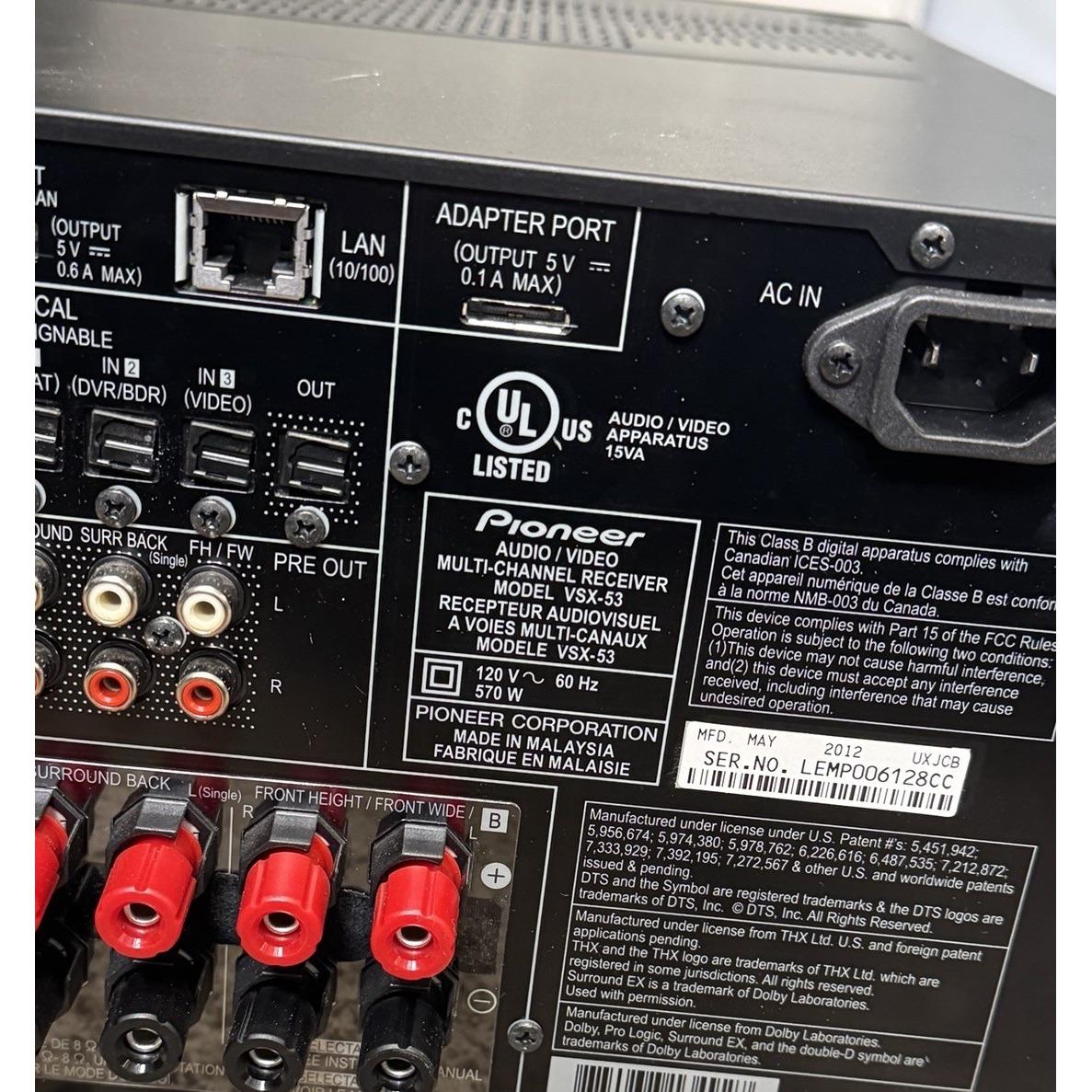 Pioneer Elite VSX 53 7.1 Channel 110-watt Stereo AM/FM Receiver - Etsy