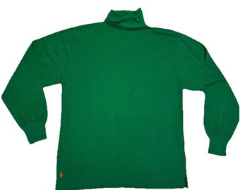 Camisa Ralph Lauren Country para hombre, talla M, color verde, algodón, cuello alto, estilo años 90.