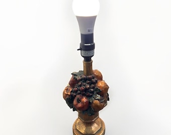 Vintage 13" Table Lamp Fruit Decoration Basket Pomegranate,grapes,apple
