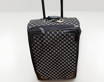 Vintage RALPH LAUREN 21-inch rolkoffer voor bagage, zwart uitbreidbaar RL-monogram