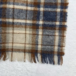 Vintage Pendleton Fringe Scarf 100% Virgin Wool Brown Tartan Plaid 58 x 11.5 USA image 5