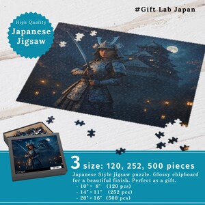 Jigsaw Puzzle, Female Samurai, Castle & Nightscape Landscape 120 252 500-Piece, Relaxing Activity, Gift for Lovers, Home Decor