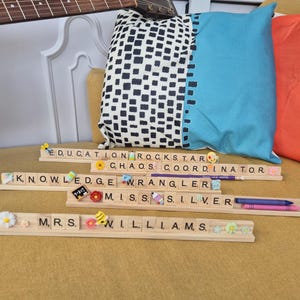 Scrabble style desk name plaque for teacher gift,  personalised gift