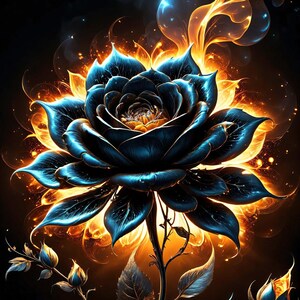 wall art set, Rose Wall Art Print, Glowing Fantasy Floral Digital Print, set of 3 wall art, Gothic Decor, Instant Download