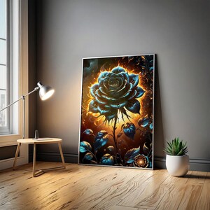 Black Rose Wall Art Printable Dark Floral - Digital Botanical Gothic Decor Set of 3 Instant Download - 213
