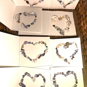 Seashell blank cards 8, Heart, Atlantic Ocean, mother of pearl. Hand-picked for luster and originality. One of a kind. All natural.
