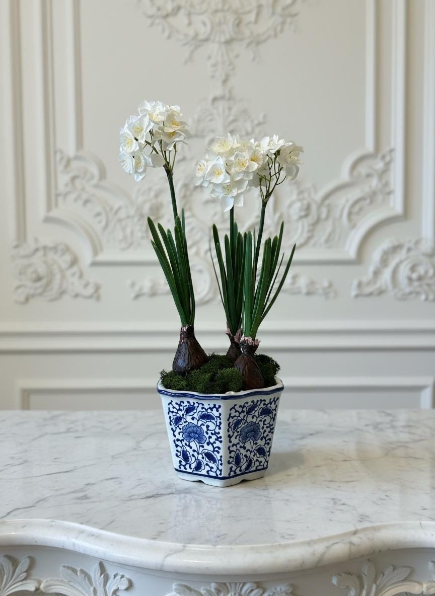 Paper White Narcissus Bulbs in Porcelain Planter Etsy — free download