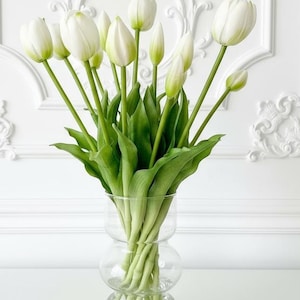Tulips in Glass Vase: Faux Floral Arrangement