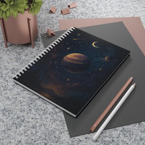Celestial, Lined Spiral A5 Notebook - Night Sky Dreams, Journaling, Stationery Gift, Galaxy Art, Starry Night, Cosmic Theme - Back to School