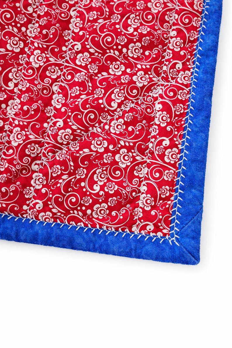 Patriotic Quilted Table Topper • Red White & Blue Pinwheel ...