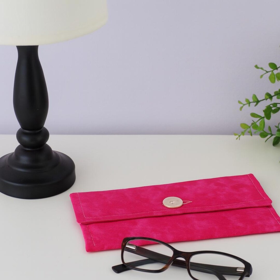 Pink Glass Case Soft Fabric Glasses Case, Hot Pink Strawberry Print, Button Closure - Etsy