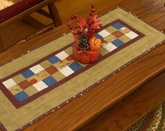 Handmade Quilted Table Runner – Rustic Garden Patchwork, 28" x 11"