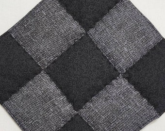 Handmade potholders  black and gray nine-patch quilted potholders, trivet, hot pad, kitchen decor, cookware accessories patchwork potholder