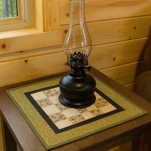 Rustic Pinecone Patchwork Table Topper • Cabin Decor • Handmade Cotton Quilt • 20" Square