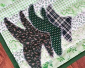 Holiday Quilted Christmas Table Runner, Candle Mat or Mini Quilt in all green patchwork and applique Christmas trees