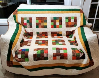 Handmade Fall quilt primitive patchwork quilt or throw quilt lap quilt sofa quilt ladder quilt farmhouse decor country decor