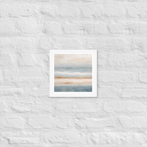 Framed Coastal Calm | 10x10 Abstract Ocean Wall Art in White Frame