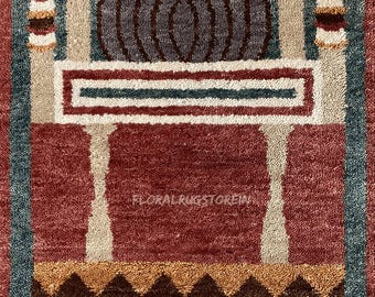Handmade Wool Prayer Rug 2x4 ft - Turkish Oushak Design