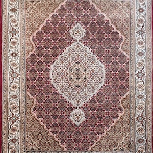 Hand Knotted Wool Rug Persian Style Burgundy Medallion Oriental Area Rug Handmade Traditional Carpet Custom Size