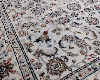 Hand Knotted Persian Style Wool Rug Ivory Floral Area Rug Handmade Oriental Carpet Custom Size Living Room Rug