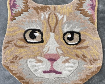 Tapis chat en laine tufté à la main - joli tapis décoratif, décoration de chambre d'enfant