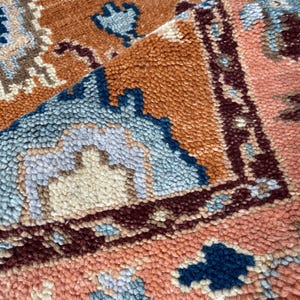 Orange Oushak Wool Rug: Hand-Knotted Turkish Design