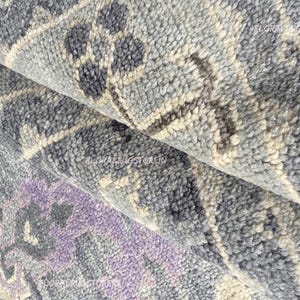 Handmade Wool Oushak Rug – Gray & Lavender Turkish Carpet – Living Room, Bedroom, Dining Area Rug – 8x10, 9x12, 10x14 Custom Sizes
